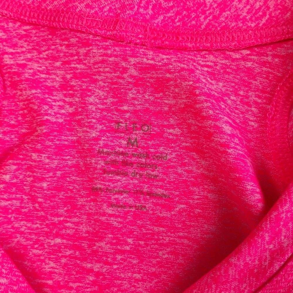 FLEO Cropped Workout Top Womens Medium Bright Pink Thumb Holes Athletic Sporty - Picture 5 of 8